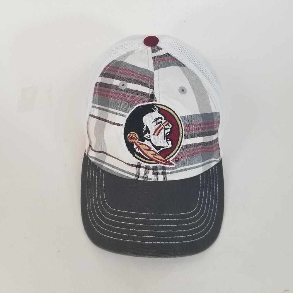 Florida State Seminoles FSU Hat Mens OSFA White Plaid Cap